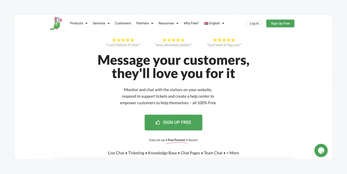 Tawk.to's homepage
