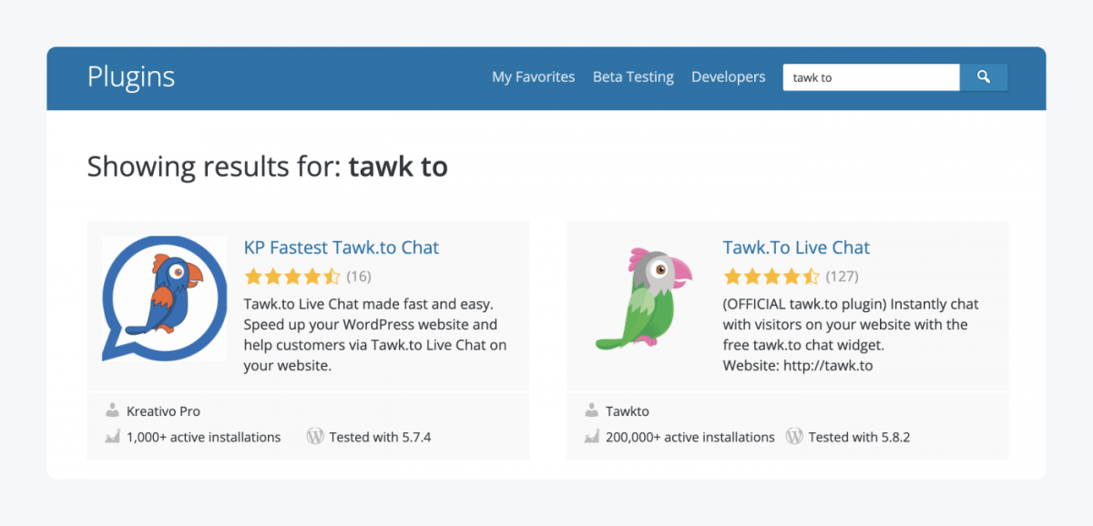 Search results for tawk.to in wordpress plugins search bar