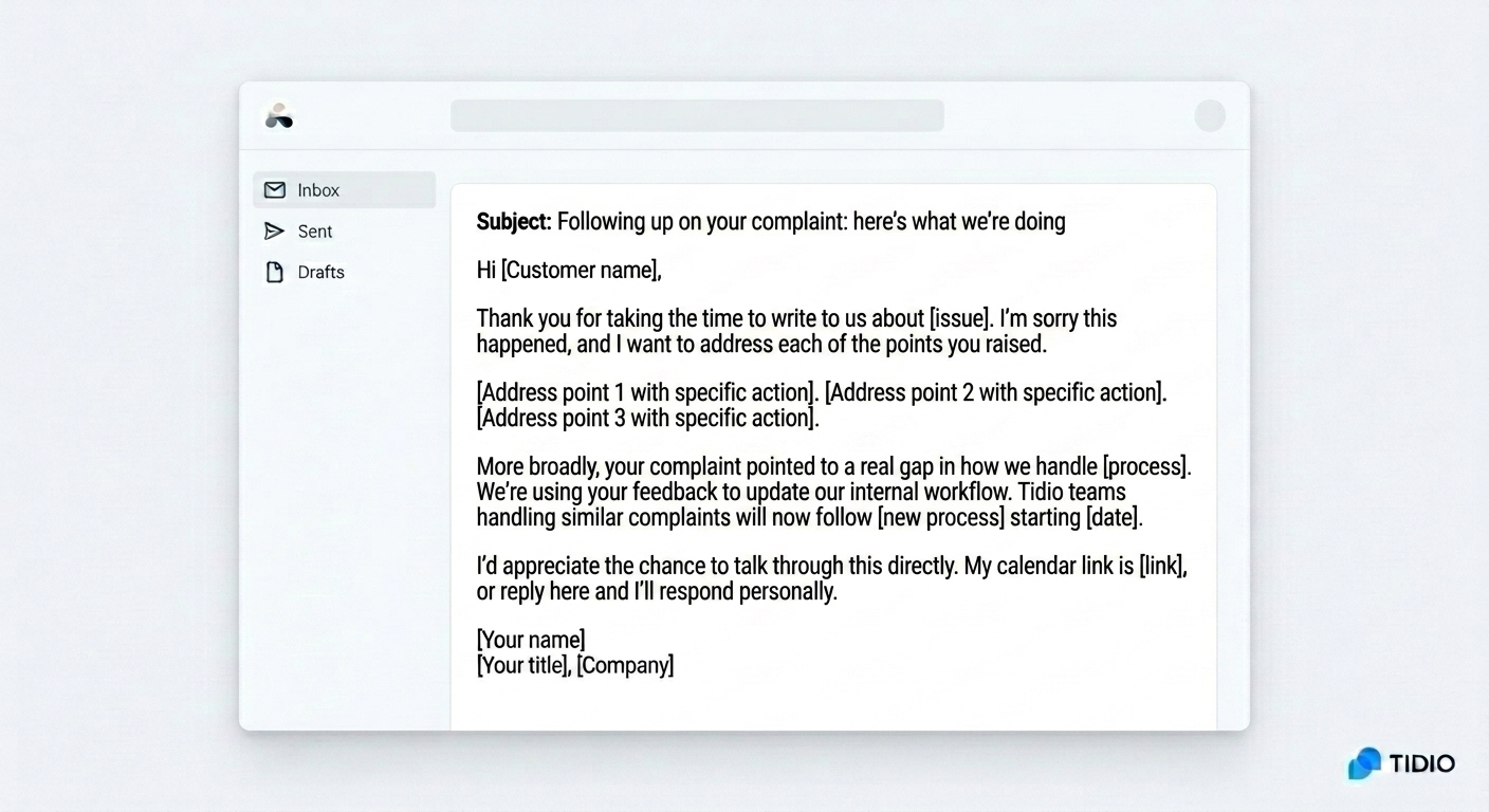 Apology email template for customer complaint example
