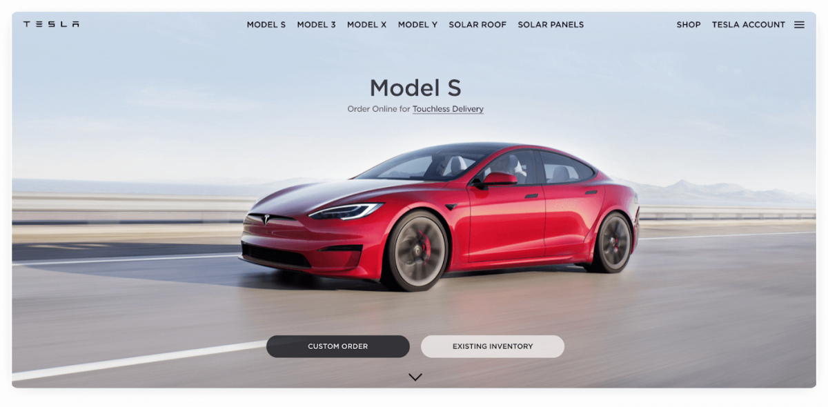 Example of product marketing from Tesla Inc.