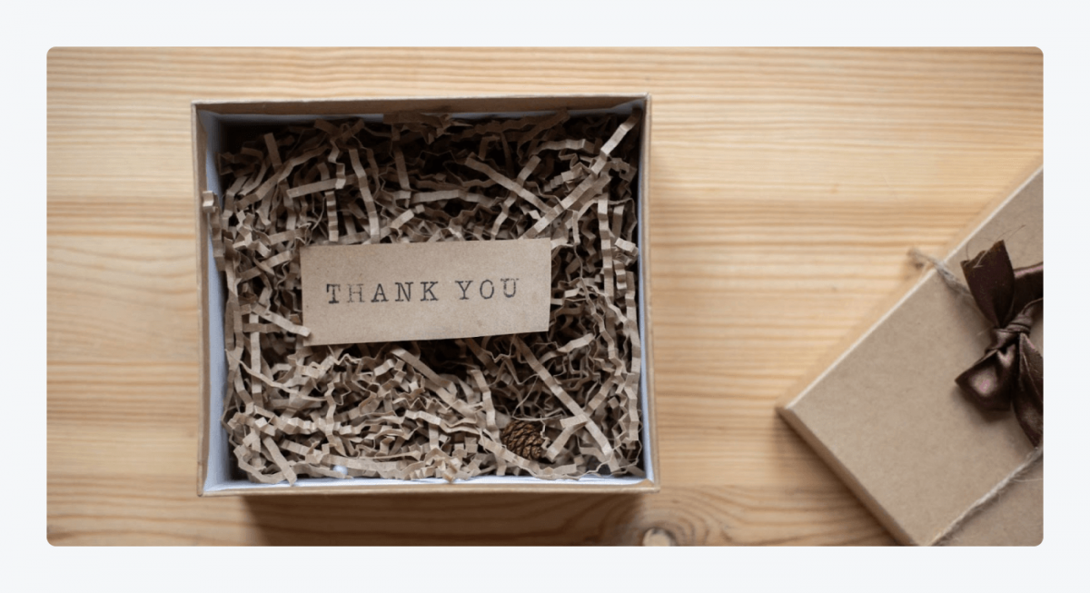 Thank you note in a box