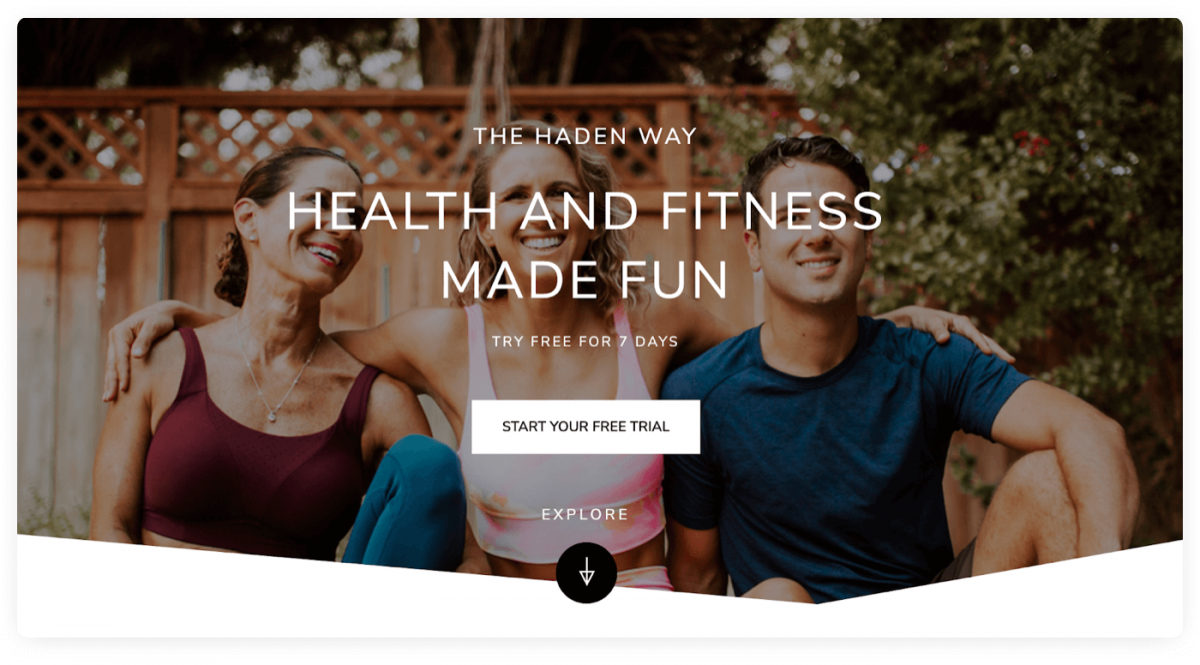 Example of a personal trainer business website