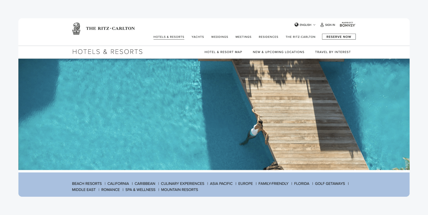 The Ritz-Carlton's homepage