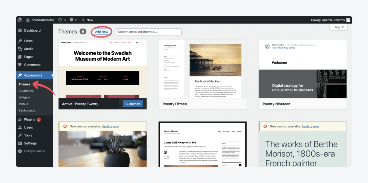  How to add a new theme in WordPress