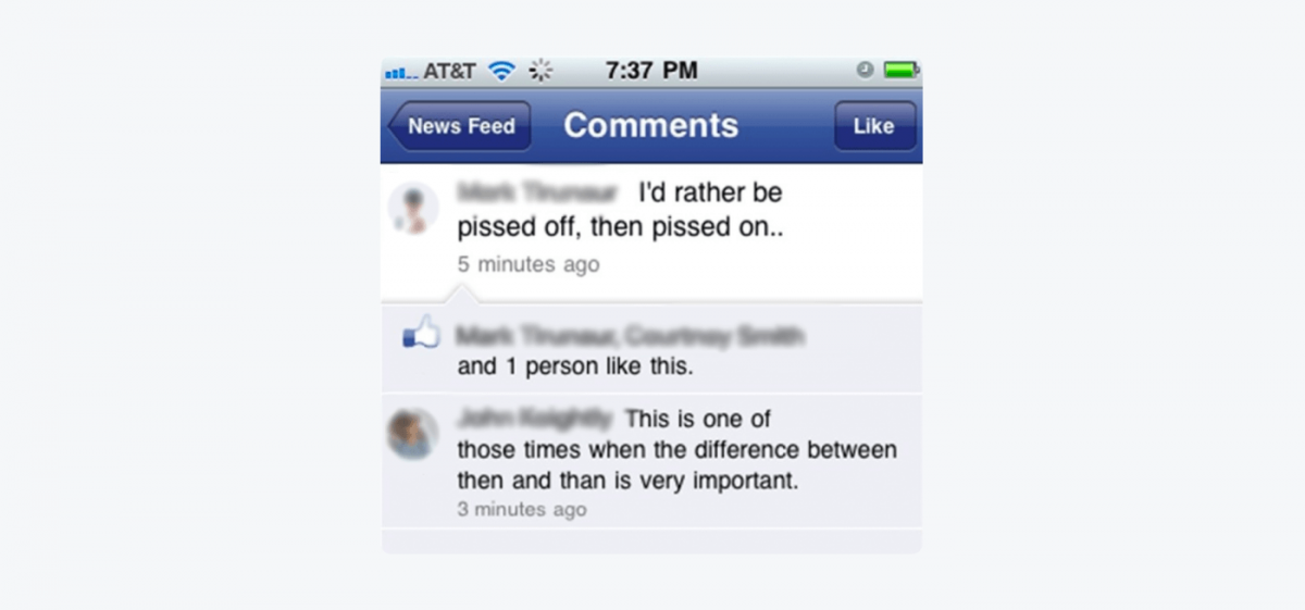 Snapshot of a facebook comments
