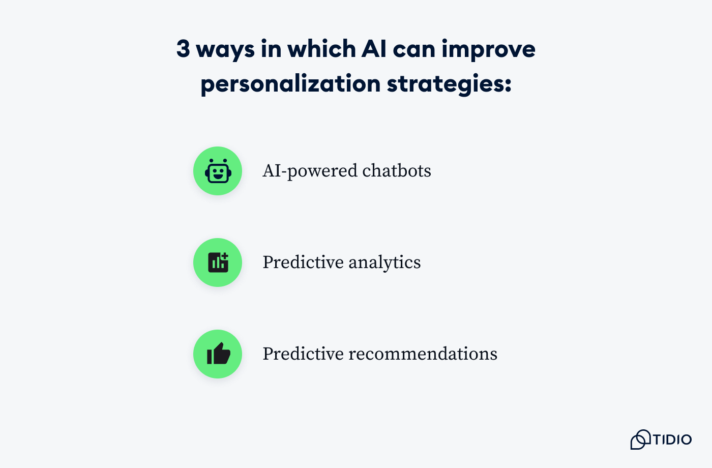 Graph showing 3 ways in which AI can improve personalization strategies