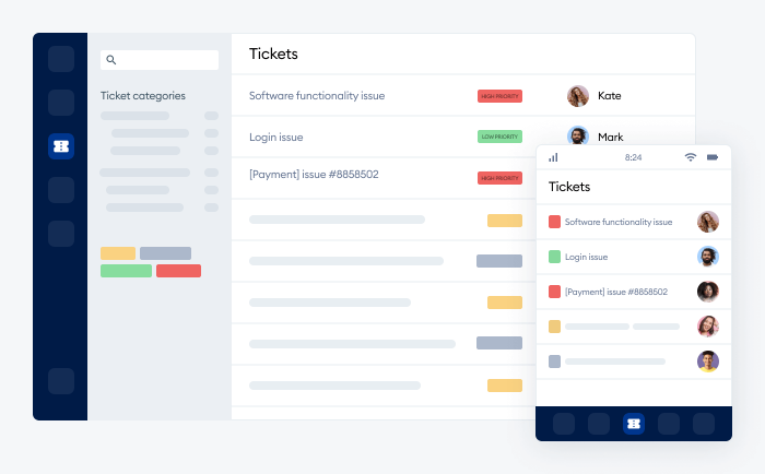 image shows ticket system example in Tidio Live Chat