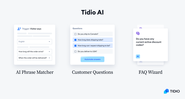 features offered in Tidio AI Chatbots 