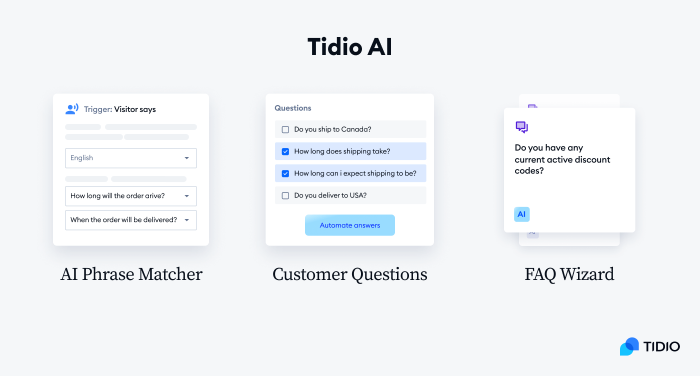 features offered in Tidio AI Chatbots