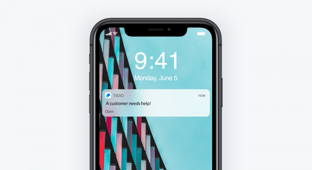 Notification from the Tidio mobile app