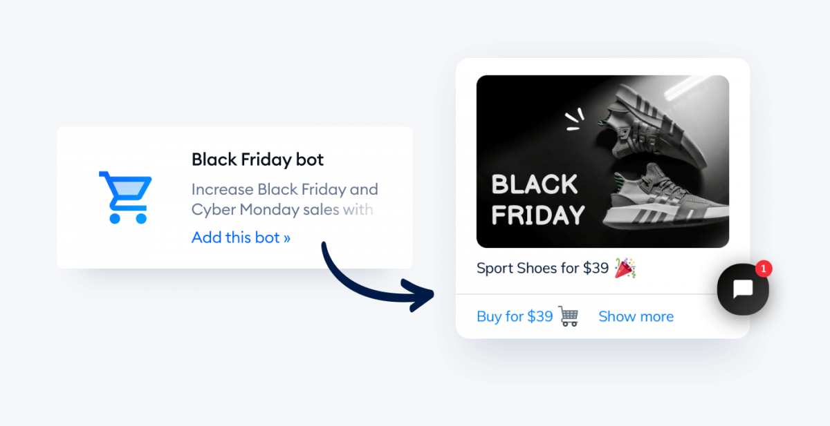 Black Friday widget from Tidio example