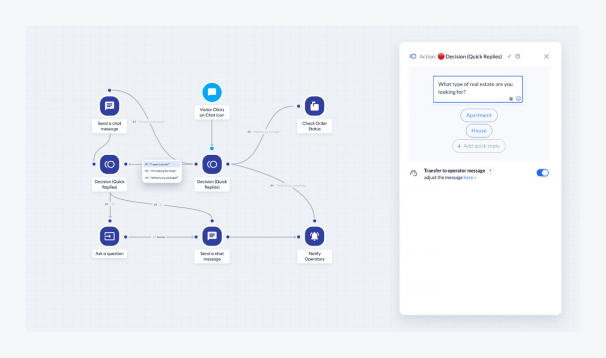 Tidio chatbot editor view