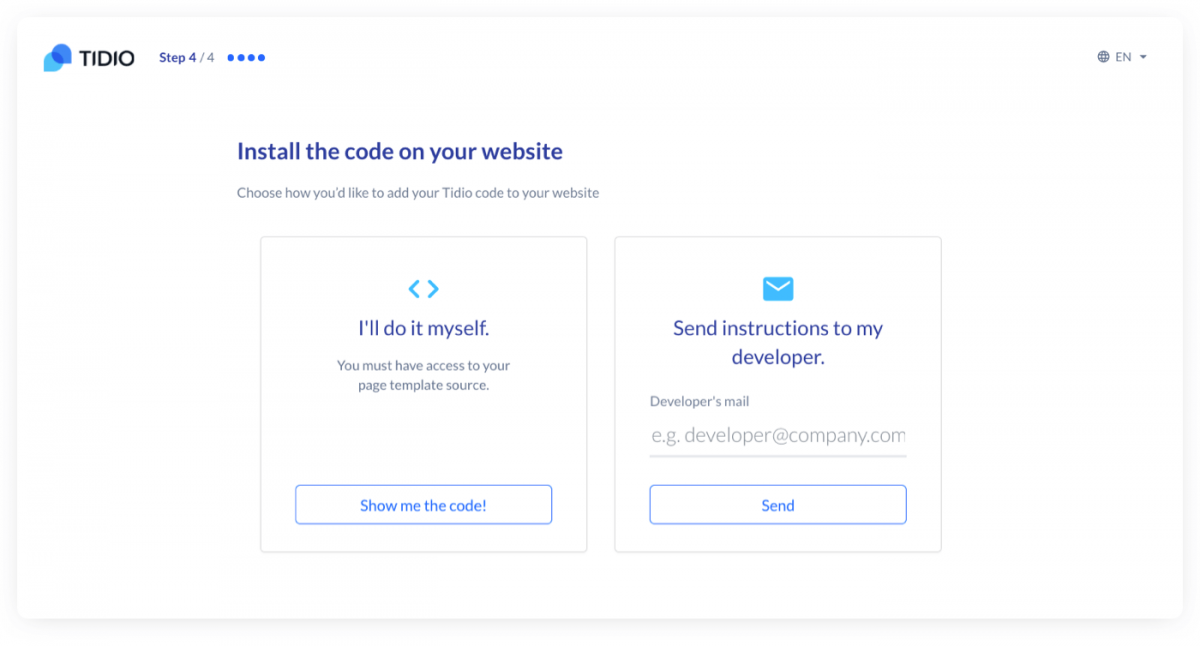 Live chat button installation process