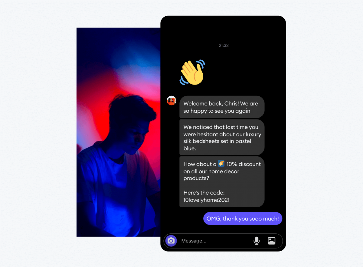 Chatbot in dark mode example