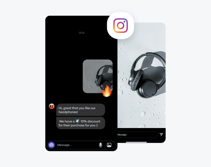 instagram chatbot answering infographic showing the chatbot answering to the story