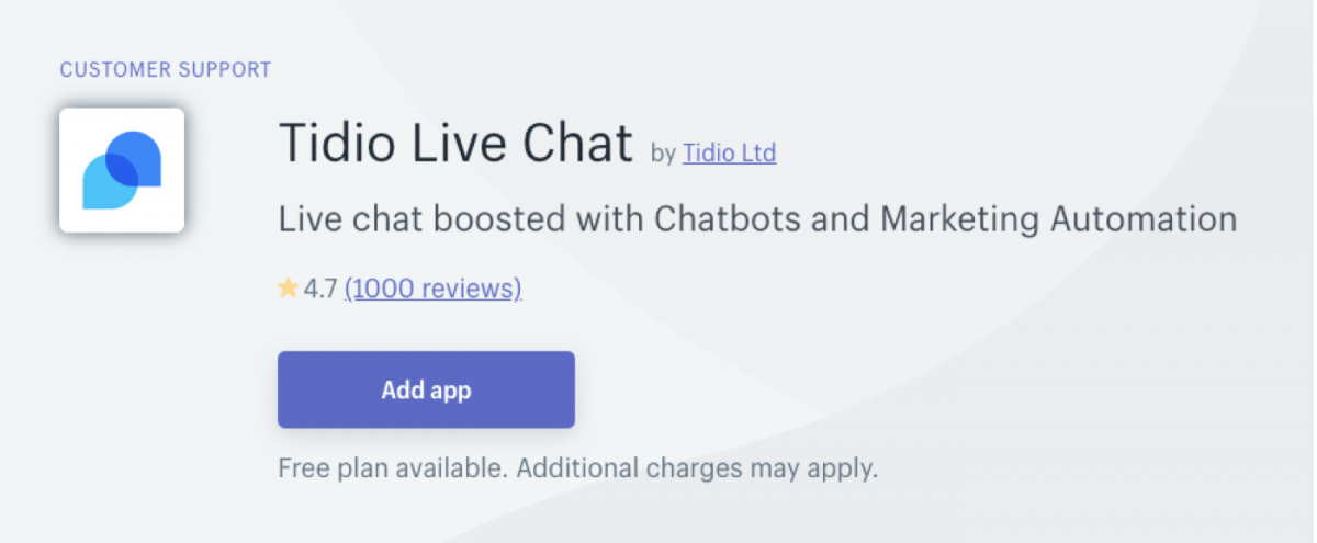 Tidio live chat for Shopify