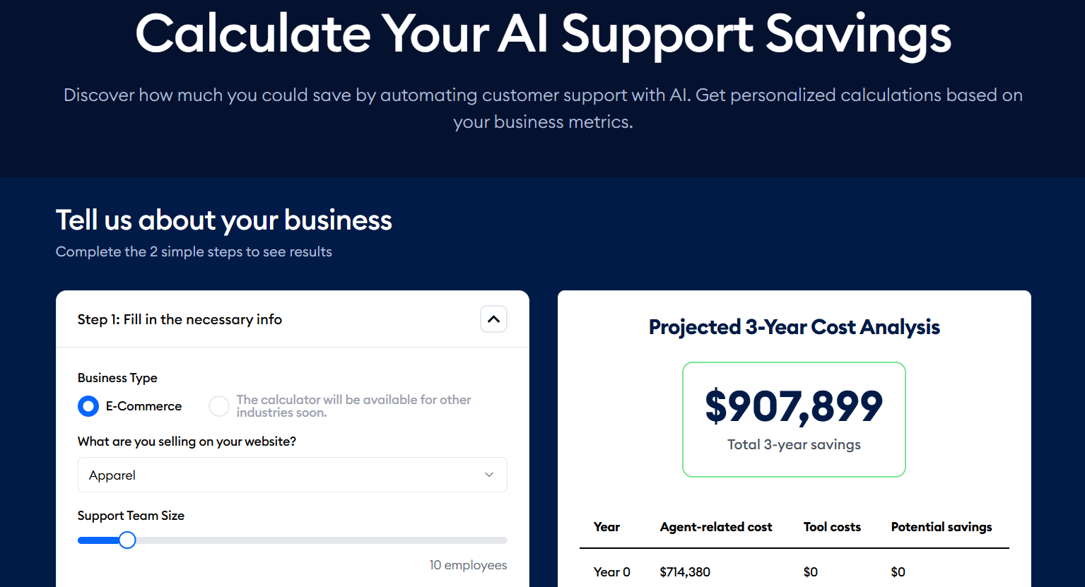 Tidio ROI calculator