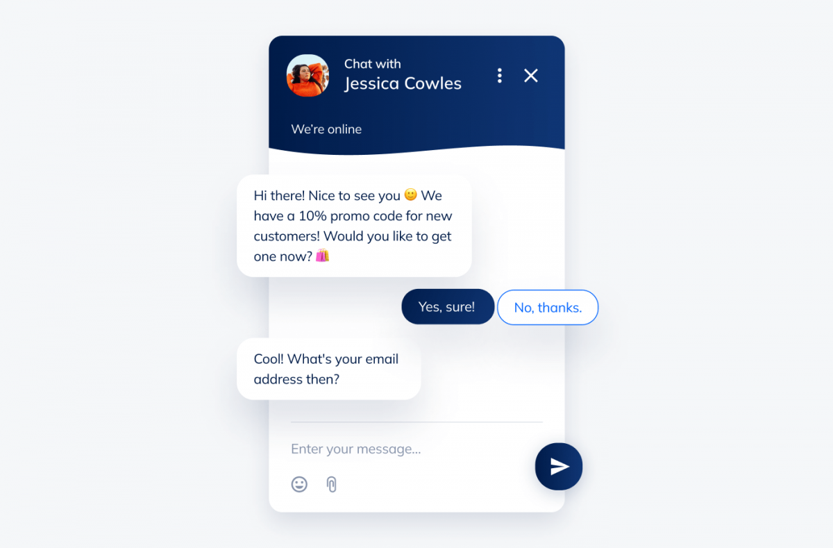 Chatbot example from Tidio