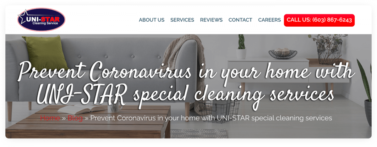 Cleaning service business website example