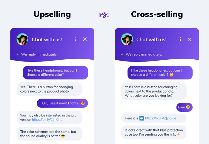 Upsell and cross-sell with live chat