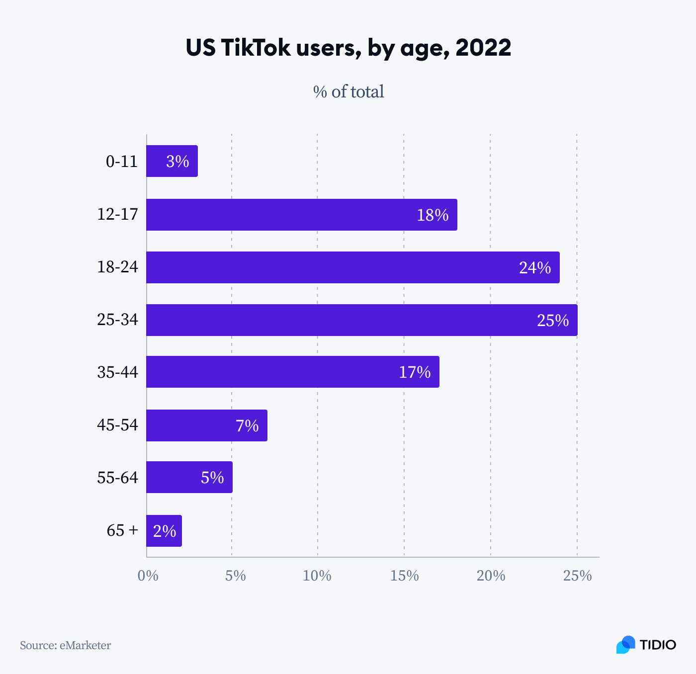 US based Tik Tok users by age statistics