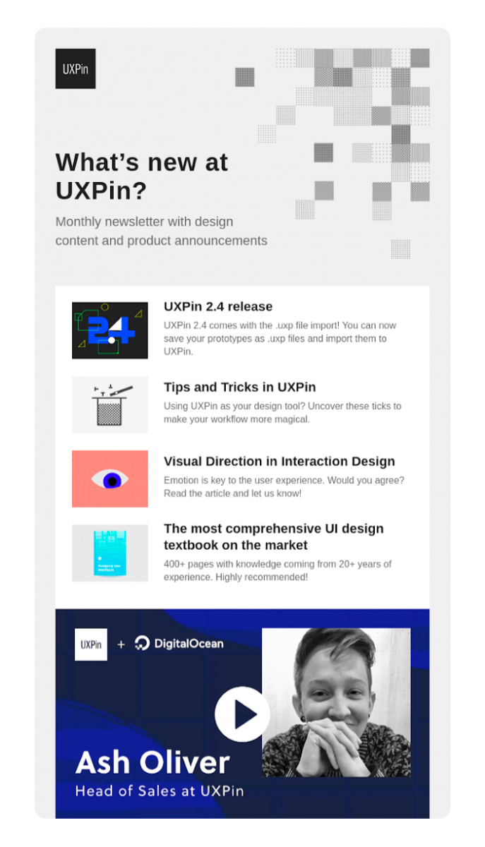 Email design example from UXPin