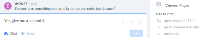 Viewed pages in conversion panel Tidio
