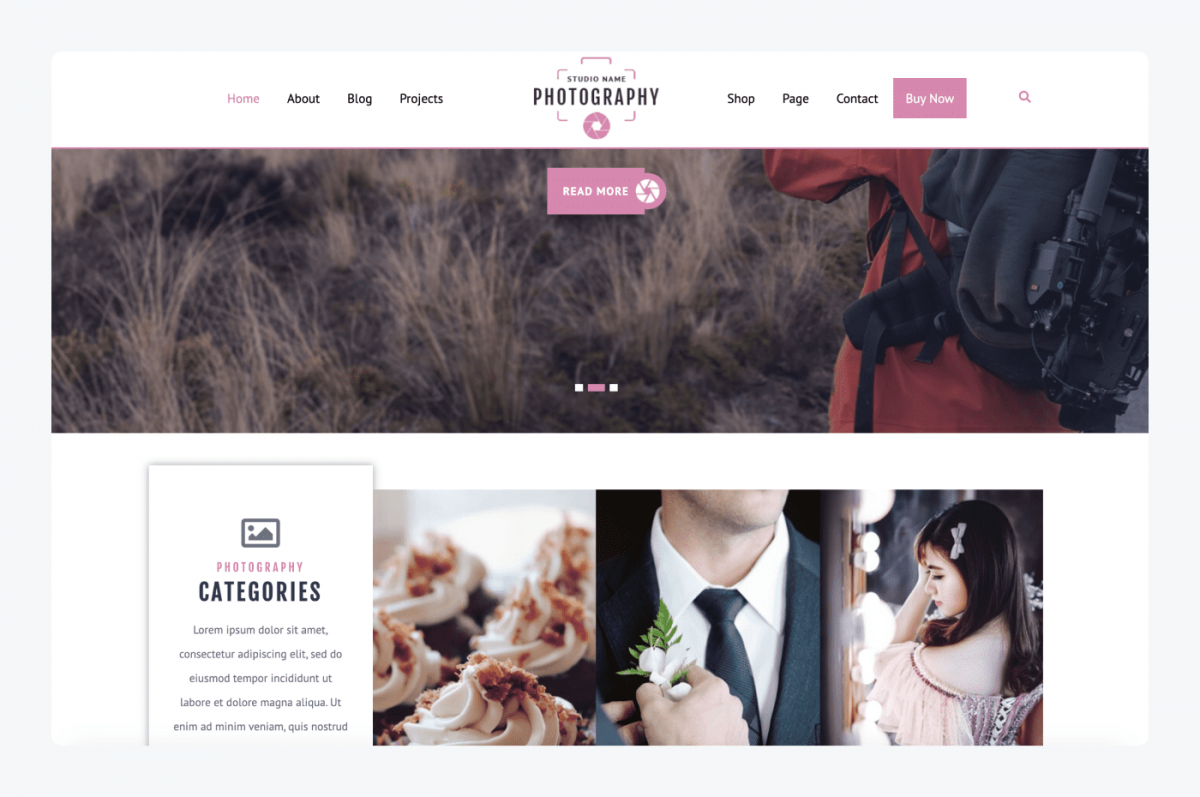 VW Photography WordPress theme screenshot