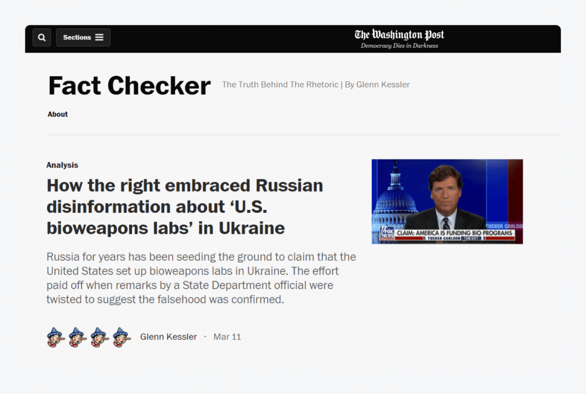 Washington Post's Fact Checker landing page