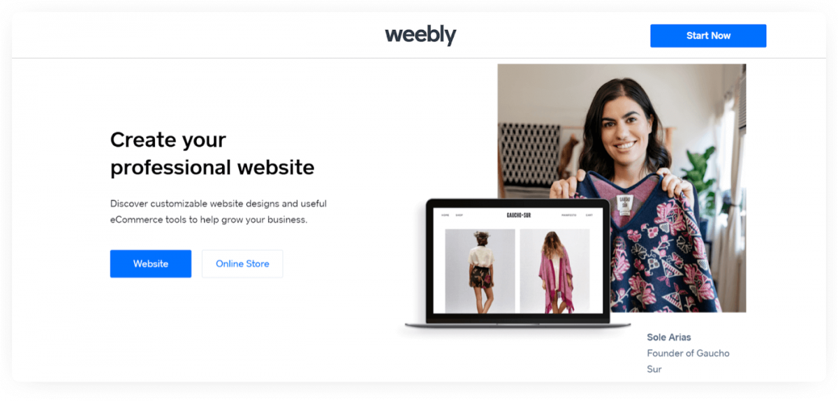 Weebly homepage