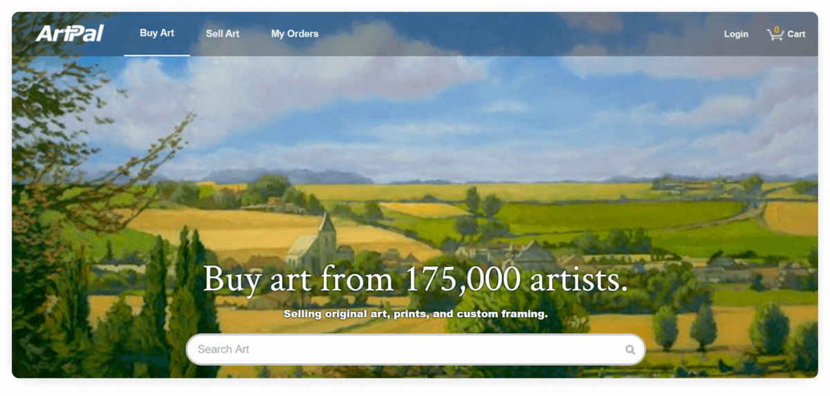 The homepage of ArtPal