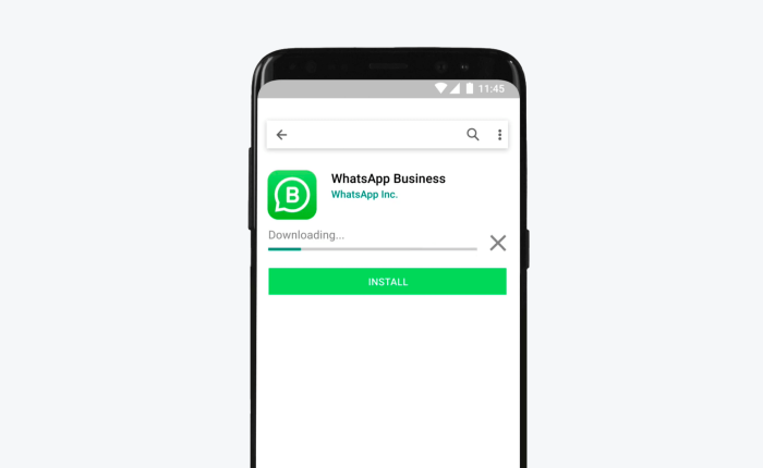 A mobile view of WhatsApp Business download progress