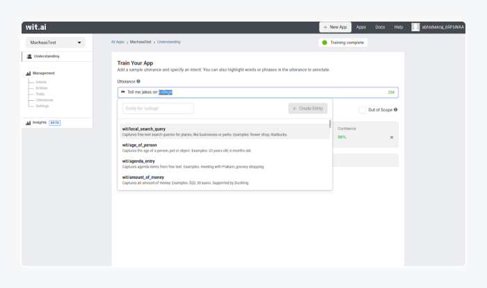 Wit.ai bot framework sample Wit.ai bot framework sample