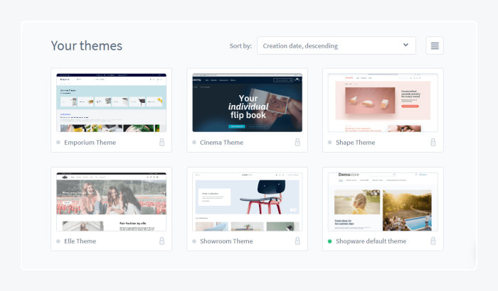 Selection of default free Shopware themes