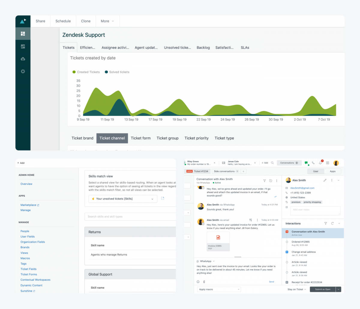 Zendesk's dashboard screenshots