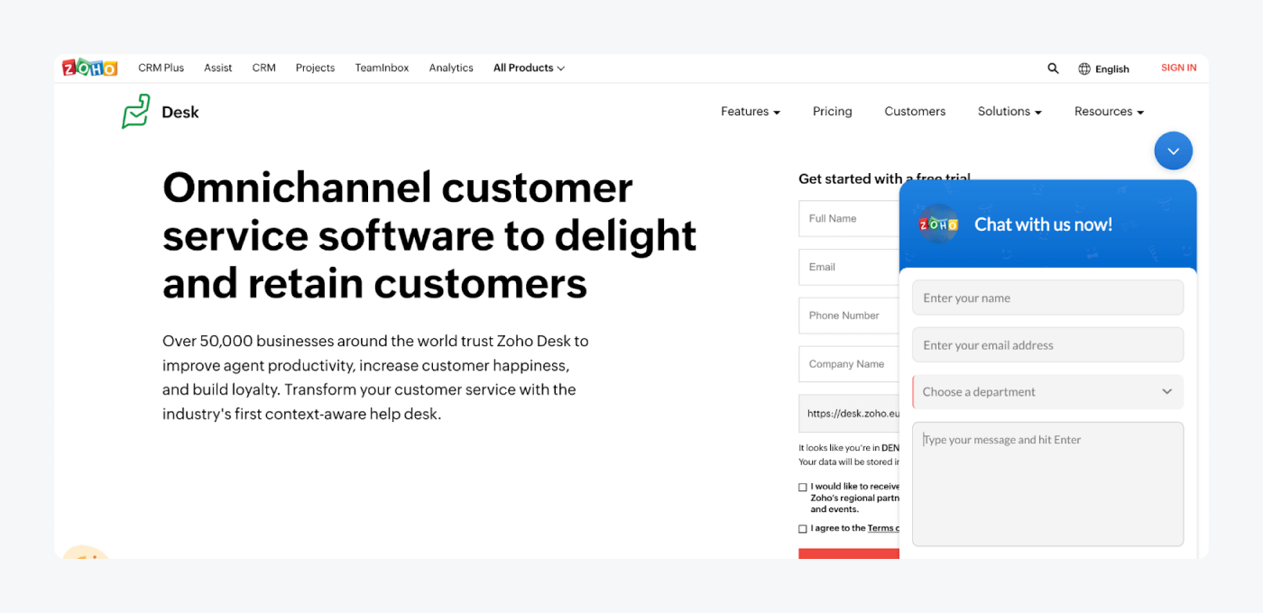 zoho desk live chat feature zoho desk live chat feature
