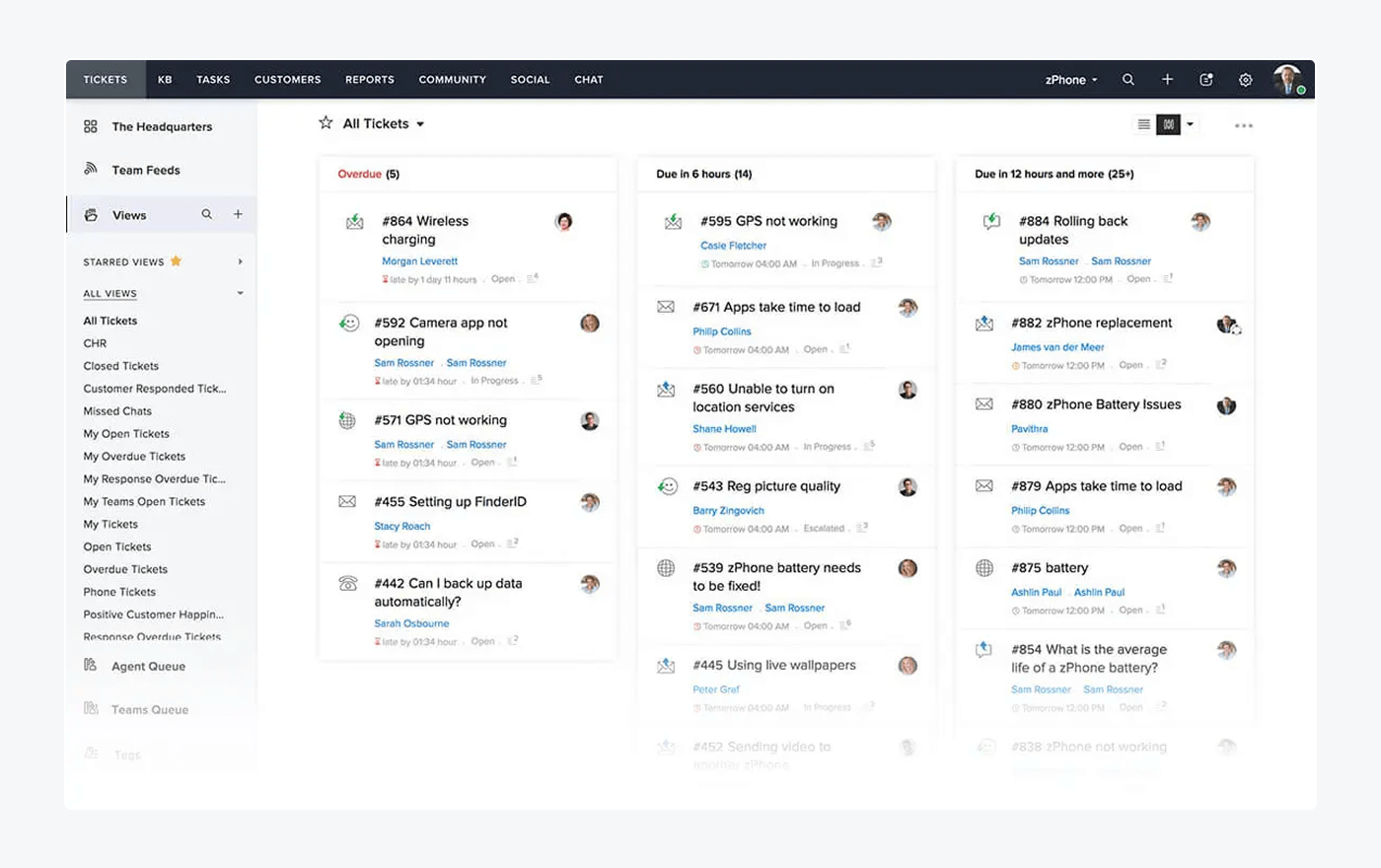 Zoho Desk platform interface example