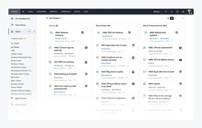 Zoho Desk platform interface example.